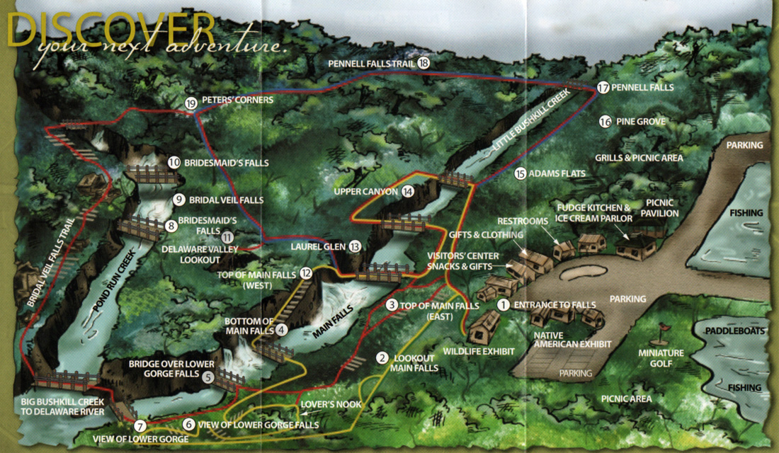 Map of the trails at Bushkill Falls